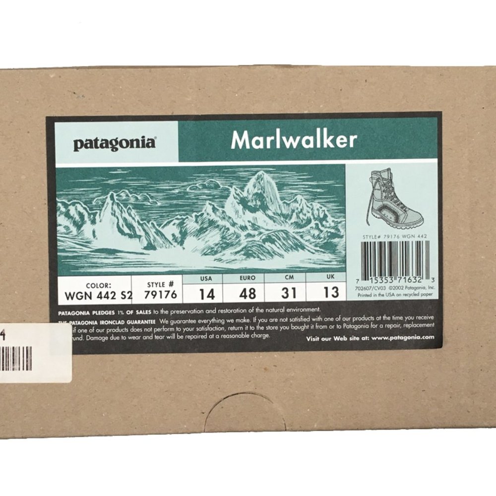 NEW PATAGONIA MARLWALKER BOOTS ! Size 14 TOUGH AS NAILS OLD SCHOOL GREEN - Picture 3 of 3